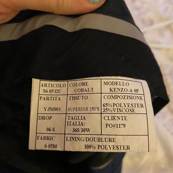 NEW WITHOUT TAGS KENZO 30" WAIST 26" INSEAM COBOLT MENS LINED DRESS PANT - Picture 2 of 8